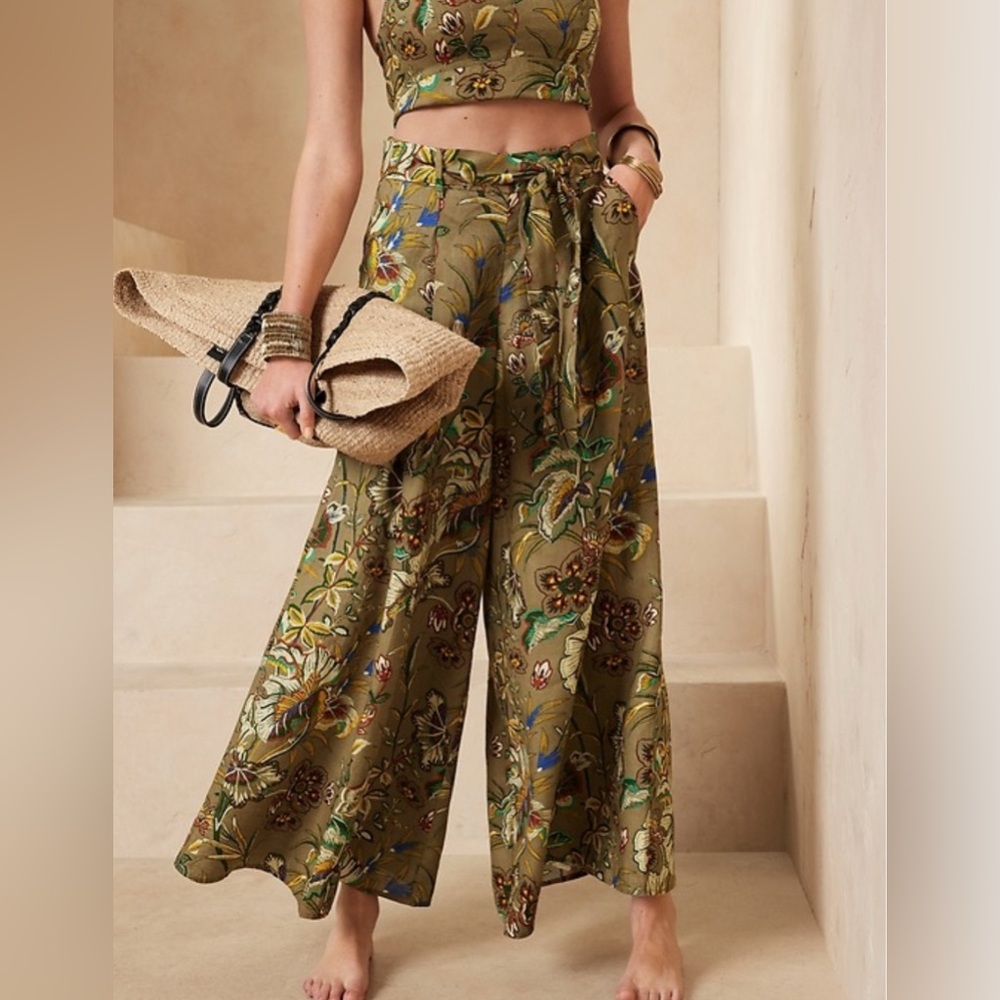 Banana Republic Wrap Wide Leg Pants Resort Wear - Picture 2 of 8